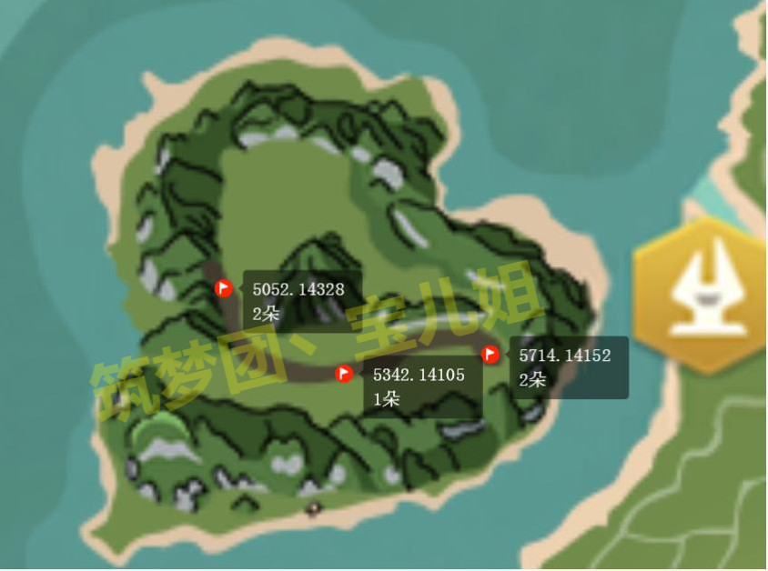 由 朵蓝莲在工具台合成的饲料包,蓝莲采集位置图如下.